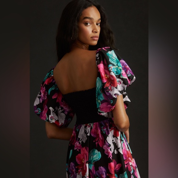 Anthropologie Delfi Puff-Sleeve Floral Printed Maxi Dress - Picture 6 of 16